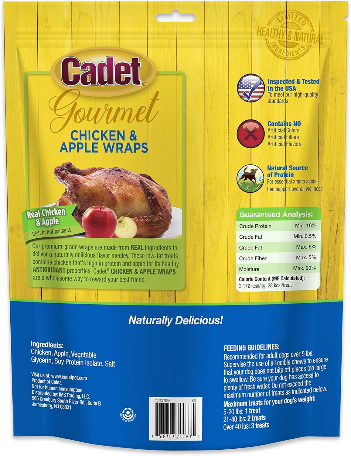 Gourmet Chicken & Apple Dog Treats - Healthy, Natural Training Treats for All Dog Sizes - Inspected and Tested in the USA (28 Oz.)